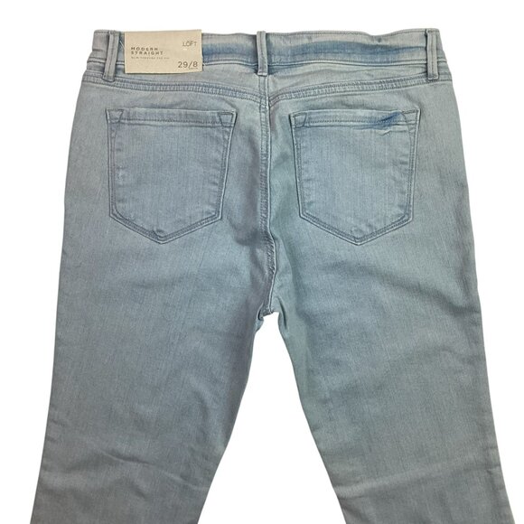 Ann Taylor Loft Womens 29/8 Petite Modern Straight Jeans Light Wash Cotton Blend - Picture 6 of 15
